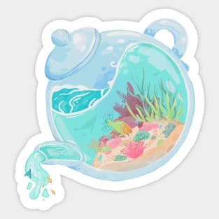 Sea Pot with Coral Reef and Fish Sticker